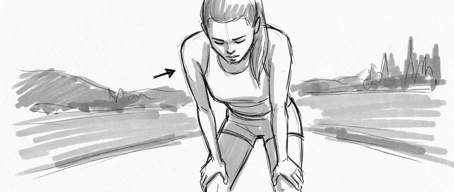Storyboard sketch of “The finish”