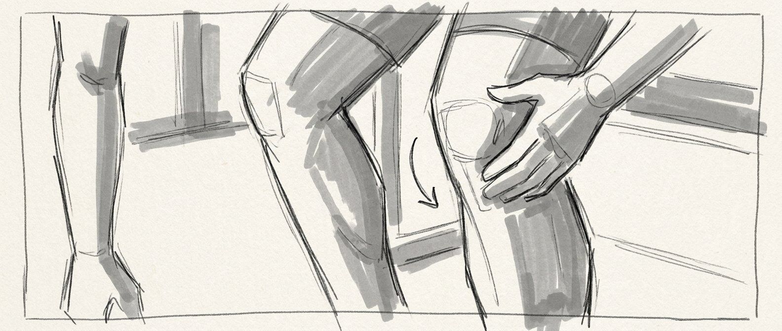 Storyboard sketch of “The work”