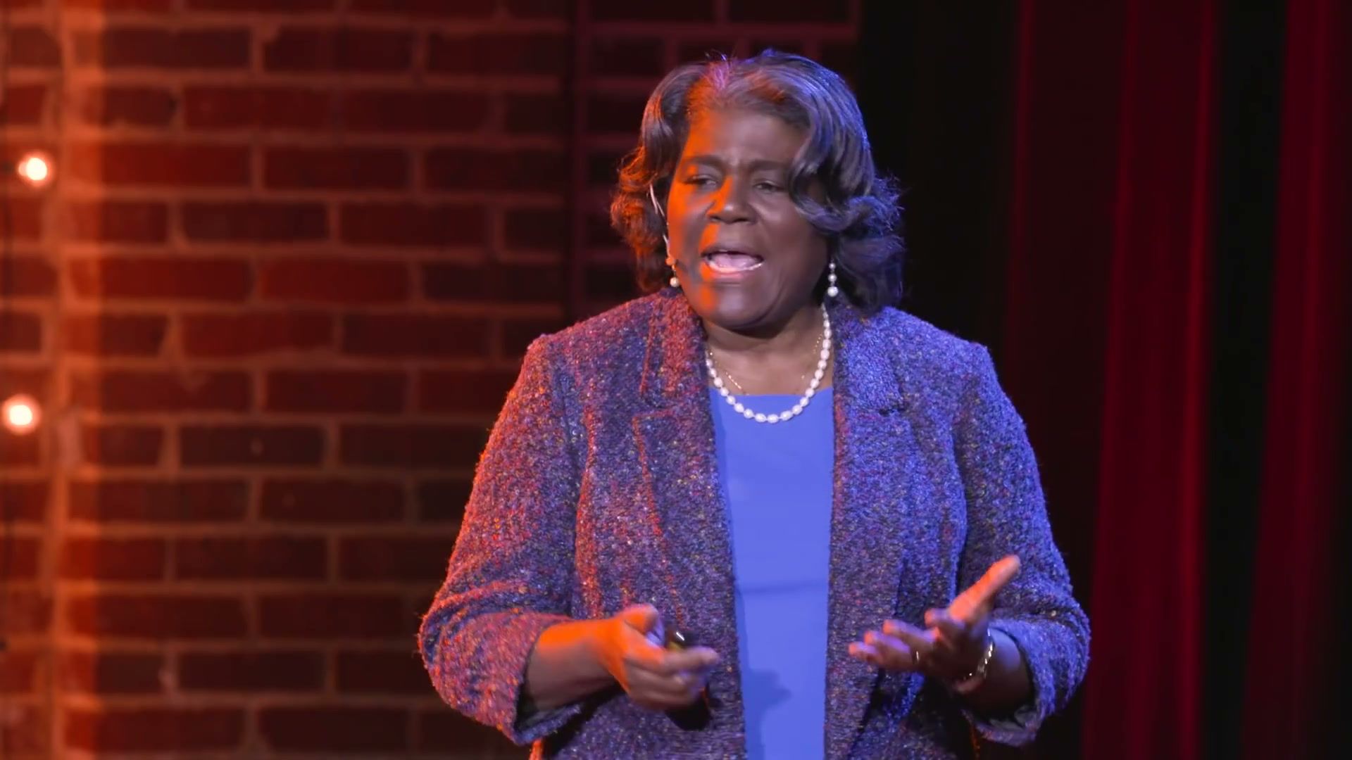 Ambassador Linda Thomas-Greenfield speaking on the TEDxTysons stage